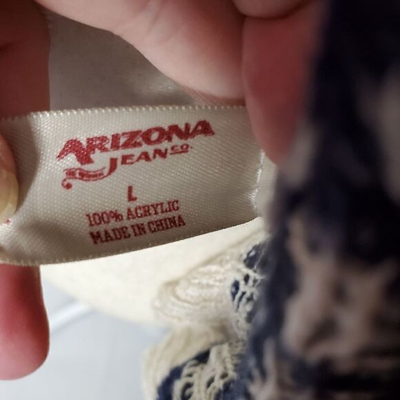 ARIZONA printed open front southwestern acrylic sweater L - Picture 5 of 7